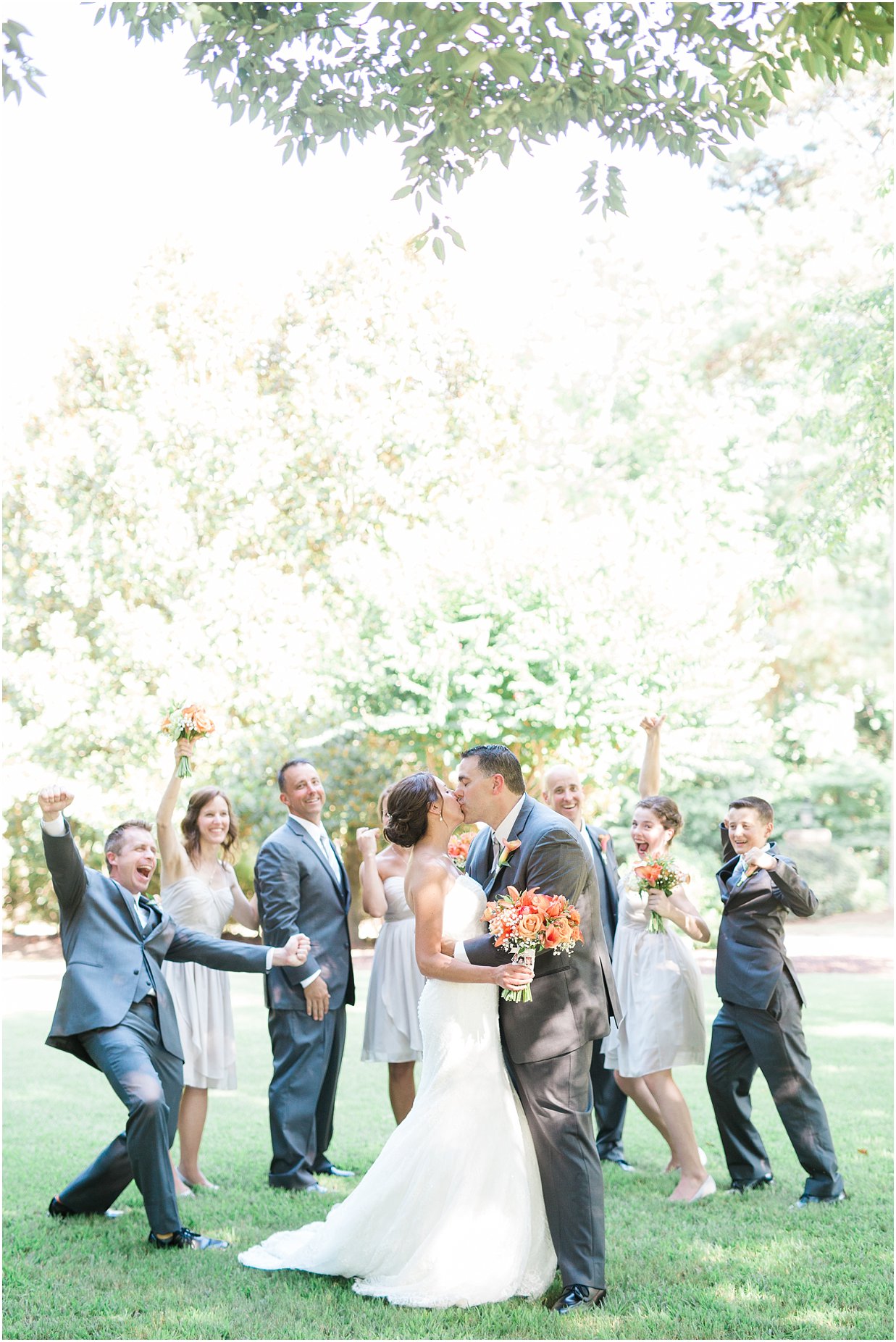 Bridal party orange and gray